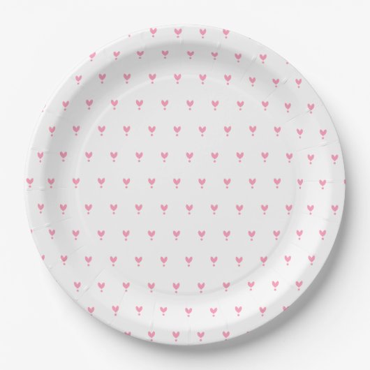 Cute Pink Hearts Pattern Party Paper Bord (Voorkant)