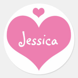 Cute Pink Hearts Personalized Girly Name Ronde Sticker