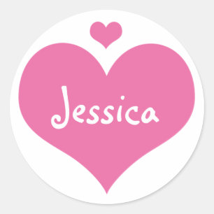 Cute Pink Hearts Personalized Girly Name Ronde Sticker