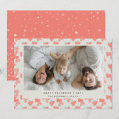 Cute Pink Hearts Photo Happy Valentine Day Feestdagenkaart (Voorkant / Achterkant)