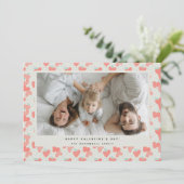 Cute Pink Hearts Photo Happy Valentine Day Feestdagenkaart (Staand voorkant)