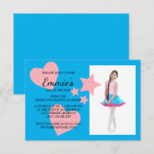 Cute Pink Hearts Stars Blue Dance Overweging Foto Kaart (Voorkant / Achterkant)