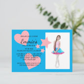 Cute Pink Hearts Stars Blue Dance Overweging Foto Kaart (Staand voorkant)