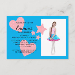 Cute Pink Hearts Stars Blue Dance Overweging Foto Kaart