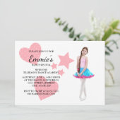 Cute Pink Hearts Stars Dance Overweging Foto nodig Kaart (Staand voorkant)