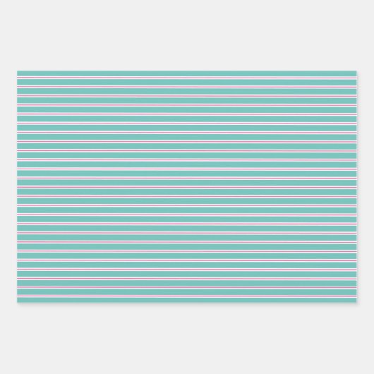 Cute Pink Hearts & Stripes Pattern Waterverf Inpakpapier Vel (Voorkant 3)