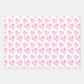 Cute Pink Hearts & Stripes Pattern Waterverf Inpakpapier Vel (Voorkant 2)