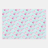 Cute Pink Hearts & Stripes Pattern Waterverf Inpakpapier Vel (Voorkant)