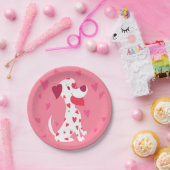Cute Pink Hearts Valentijn Dalmatian Papieren Bordje (Feest)