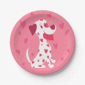 Cute Pink Hearts Valentijn Dalmatian Papieren Bordje (Voorkant)
