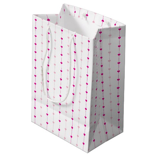 Cute Pink Hearts Valentijn Gift Bag Medium Cadeauzakje (Achterkant Gekanteld)