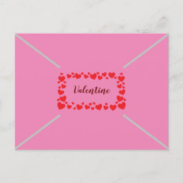 Cute Pink Hearts Valentijnsdag Envelope Style Feestdagenkaart