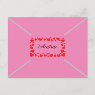 Cute Pink Hearts Valentijnsdag Envelope Style Feestdagenkaart