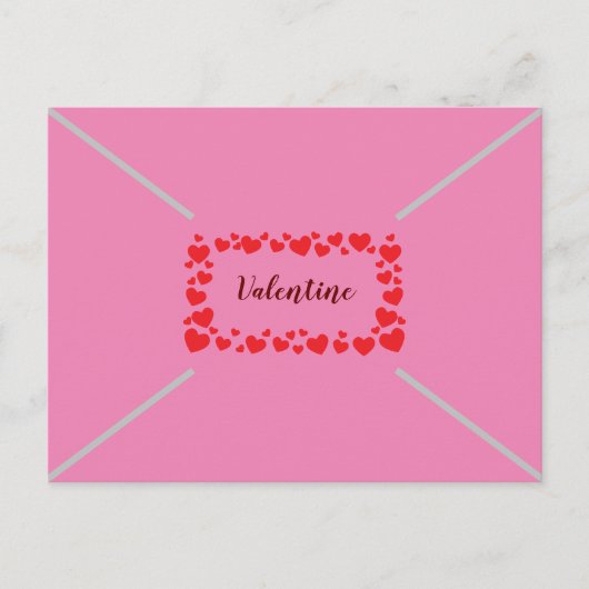 Cute Pink Hearts Valentijnsdag Envelope Style Feestdagenkaart (Voorkant)