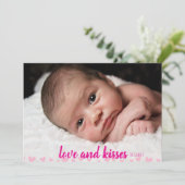 Cute Pink Hearts Valentijnsdag Fotokaarten Feestdagenkaart (Staand voorkant)