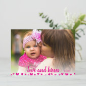 Cute Pink Hearts Valentijnsdag Fotokaarten Feestdagenkaart (Staand voorkant)