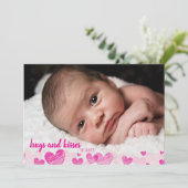 Cute Pink Hearts Valentijnsdag Fotokaarten Feestdagenkaart (Staand voorkant)