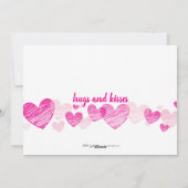 Cute Pink Hearts Valentijnsdag Fotokaarten Feestdagenkaart (Achterkant)