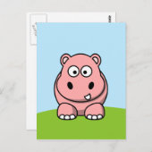 Cute Pink Hippo Briefkaart (Voorkant / Achterkant)