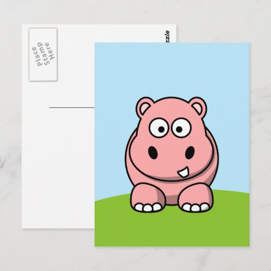 Cute Pink Hippo Briefkaart (Voorkant / Achterkant)