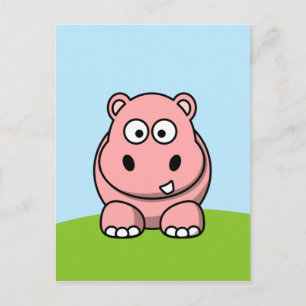 Cute Pink Hippo Briefkaart