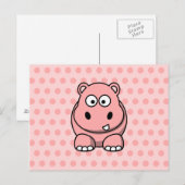 Cute Pink Hippo Briefkaart (Voorkant / Achterkant)