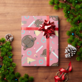 Cute Pink Hippo Cadeaupapier