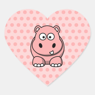 Cute Pink Hippo Hart Sticker
