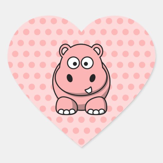 Cute Pink Hippo Hart Sticker (Voorkant)