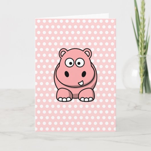 Cute Pink Hippo Kaart (Voorkant)