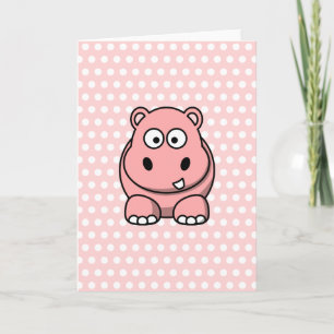 Cute Pink Hippo Kaart
