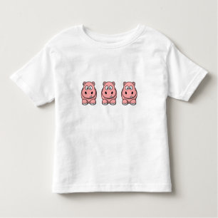 Cute Pink Hippo Kinder Shirts
