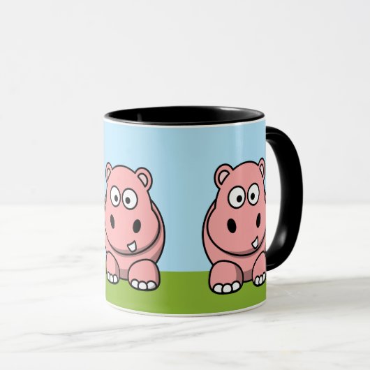 Cute Pink Hippo Mok (Voorkant rechts)