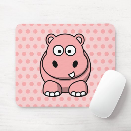 Cute Pink Hippo Muismat (Met muis)