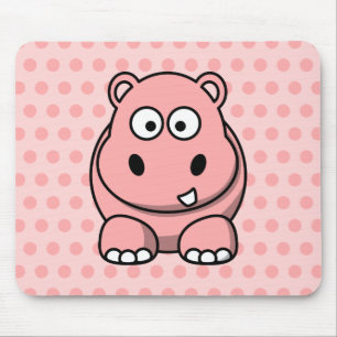 Cute Pink Hippo Muismat