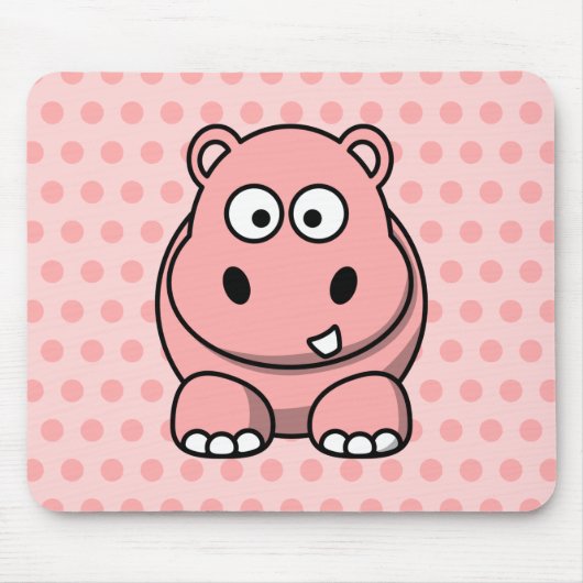 Cute Pink Hippo Muismat (Voorkant)