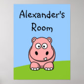 Cute Pink Hippo Poster (Voorkant)