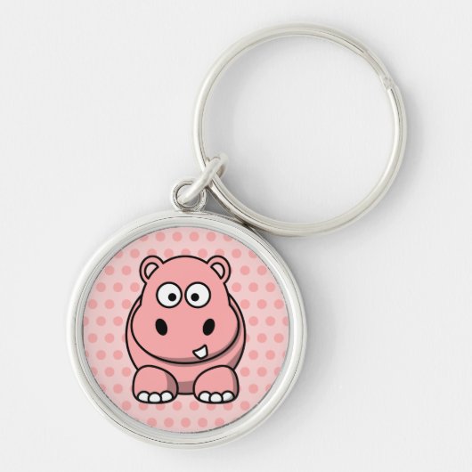 Cute Pink Hippo Sleutelhanger (Voorkant)