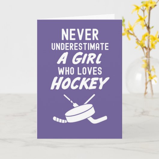 Cute Pink Hockey Cards For Girls For Kids Player Kaart (Gele Bloem)