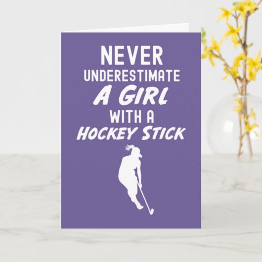 Cute Pink Hockey Cards For Girls Sports Player Kid Kaart (Gele Bloem)