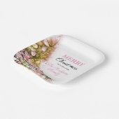 Cute Pink Holiday Tree Merry Kerstparty Papieren Bordje (Gebogen)