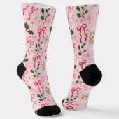 Cute Pink Holly Christmas Socks Sokken (Gebogen)
