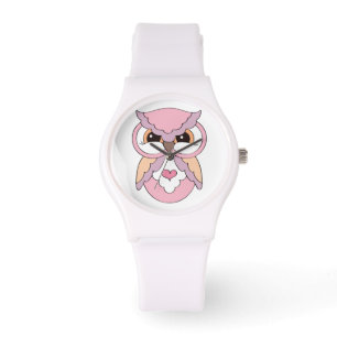 Cute Pink Hoot Owl Horloge