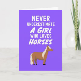 Cute Pink Horse Cards For Baby Girls Kids Lover Kaart