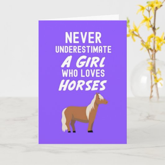 Cute Pink Horse Cards For Baby Girls Kids Lover Kaart (Gele Bloem)