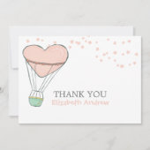 Cute Pink Hot Air Ballon Baby shower Bedankkaart (Voorkant)
