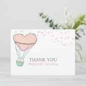 Cute Pink Hot Air Ballon Baby shower Bedankkaart (Staand voorkant)