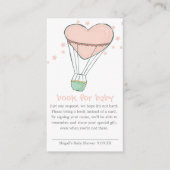 Cute Pink Hot Air Ballon Book voor Baby Informatiekaartje (Voorkant)