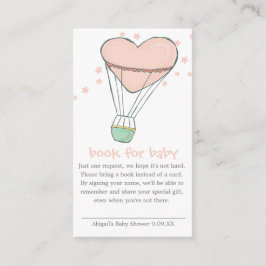 Cute Pink Hot Air Ballon Book voor Baby Informatiekaartje