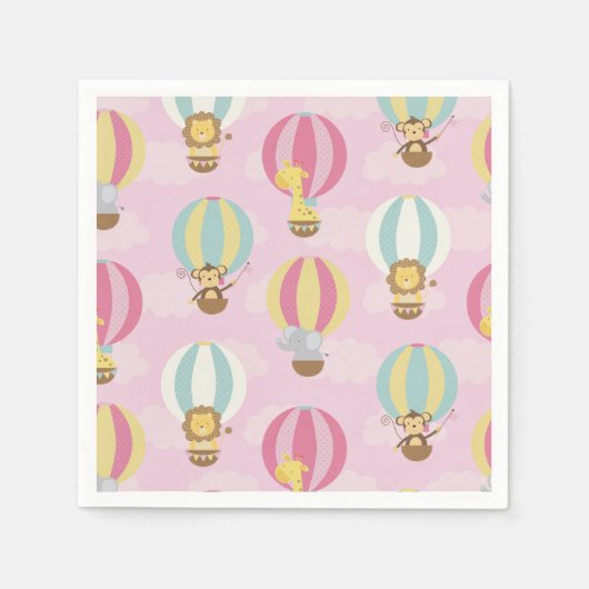 Cute Pink Hot Air Ballonpapier Servet (Voorkant)